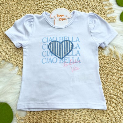 Conj Ciao Bella Coração Azul e Branco